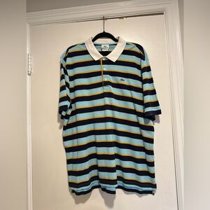 Vintage 90s Y2K Lacoste Shirt Mens Sz: 7 Colorful Stripes Polo Cotton Preppy.